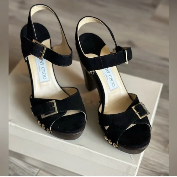 Jimmy Choo Urban Black Suede Women's Platform Sandals. Size 37 (6.5M) - Picture 7 of 16